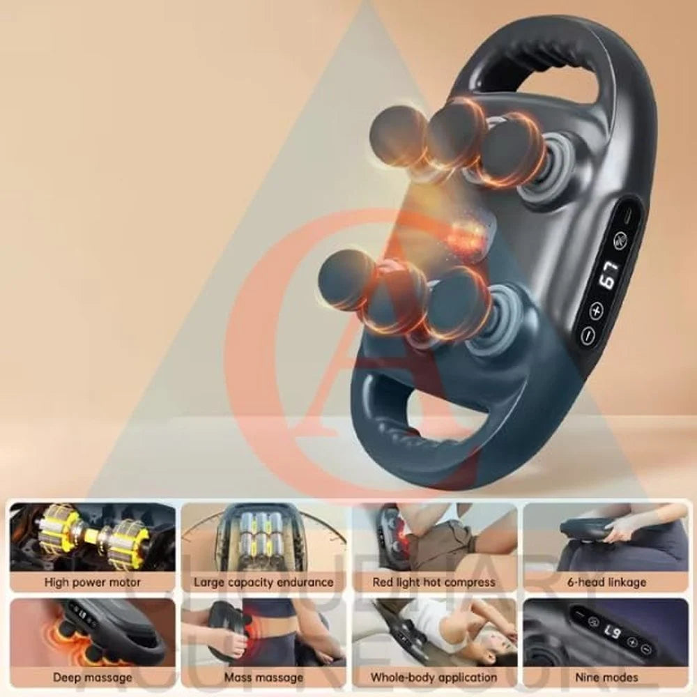 مسدس التدليك العميق 6 رؤوس – تخفيف الألم العضلي وتعافٍ أسرع